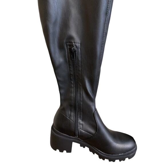 JF Just Fab Boots Women's Size 6 Black Jordane Over-The-Knee Chunky Heel Y2K - Picture 9 of 13